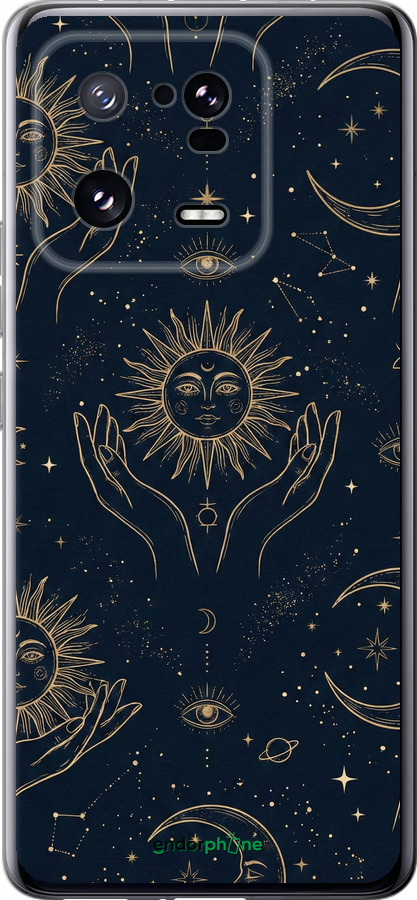 Силіконовий чехол Celestial Harmony: Sun & Moon Gold Mystic Pattern для Xiaomi 13 Pro - 6778u-2959 изображение 