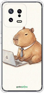 Силикон с усиленными углами чехол 'Funny Capybara CEO Working' для Xiaomi 13 изображение 2
