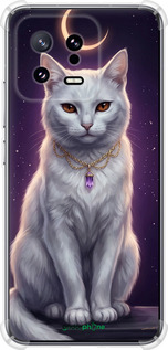 Силикон с усиленными углами чехол Mystic White Cat Gothic Dark Purple Gold для Xiaomi 13 - 6805sp-2957 изображение 