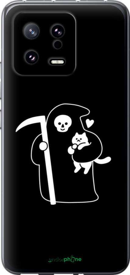 Силіконовий чехол Мінімалістичний арт: смерть та кішка для Xiaomi 13 - 6529u-2957 изображение 