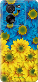 Силиконовый чехол Жёлто-голубые цветы для Xiaomi Redmi K60 Ultra - 1048u-4143 изображение 