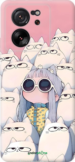 Силиконовый чехол Малышка с котами для Xiaomi 13T - 6295u-4142 изображение 