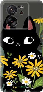 Силиконовый чехол Черный кот с цветами для Xiaomi Redmi K60 Ultra - 6448u-4143 изображение 