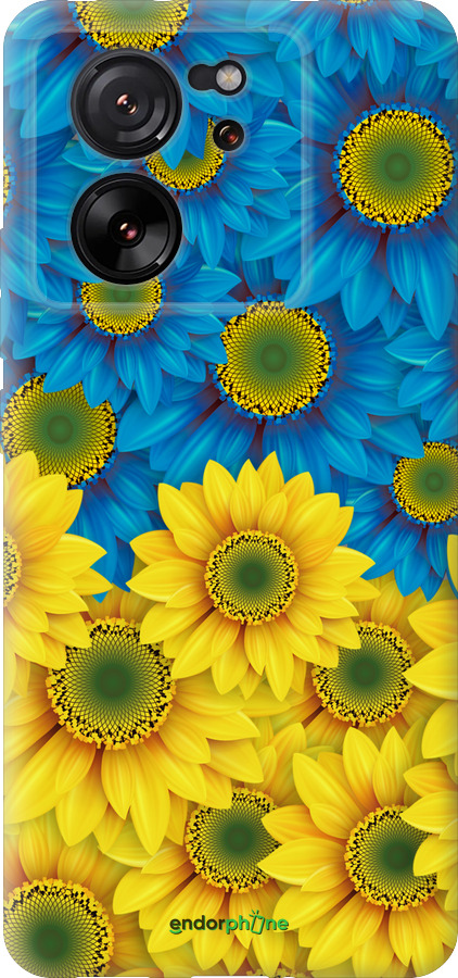 Силиконовый чехол Жёлто-голубые цветы для Xiaomi Redmi K60 Ultra - 1048u-4143 изображение 