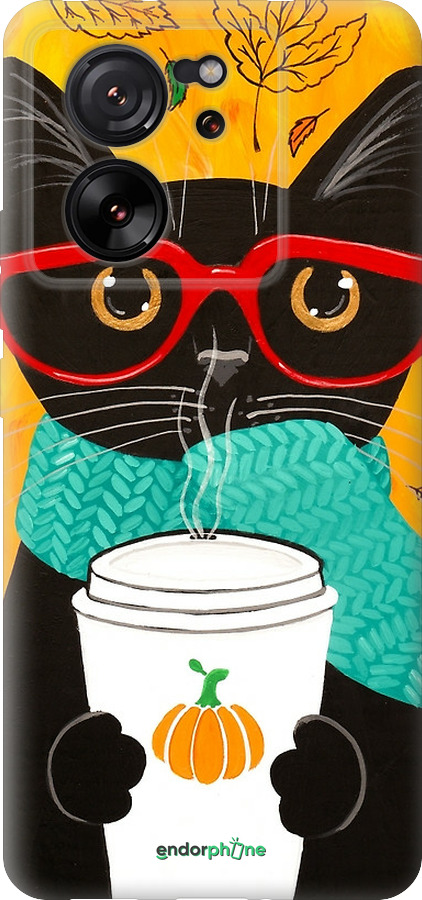 Силиконовый чехол Осенний кот для Xiaomi 13T - 4026u-4142 изображение 