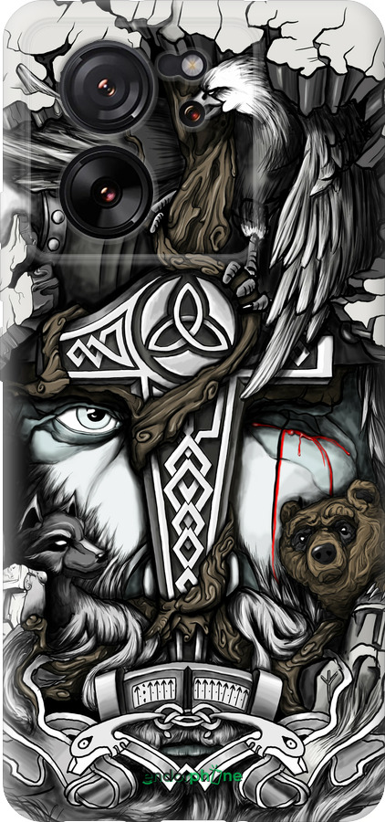 Силиконовый чехол Тату Викинг для Xiaomi 13T - 4098u-4142 изображение 