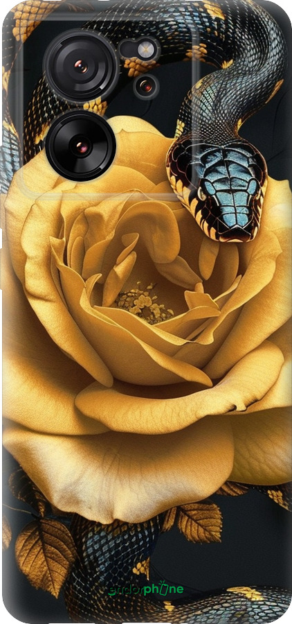 Силиконовый чехол Black snake and golden rose для Xiaomi Redmi K60 Ultra - 6068u-4143 изображение 