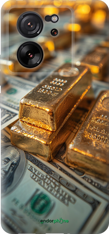 Силиконовый чехол Слитки и доллары для Xiaomi 13T PRO - 6105u-3810 изображение 