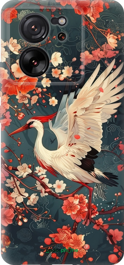 Силиконовый чехол Сакура и аист для Xiaomi Redmi K60 Ultra - 6108u-4143 изображение 