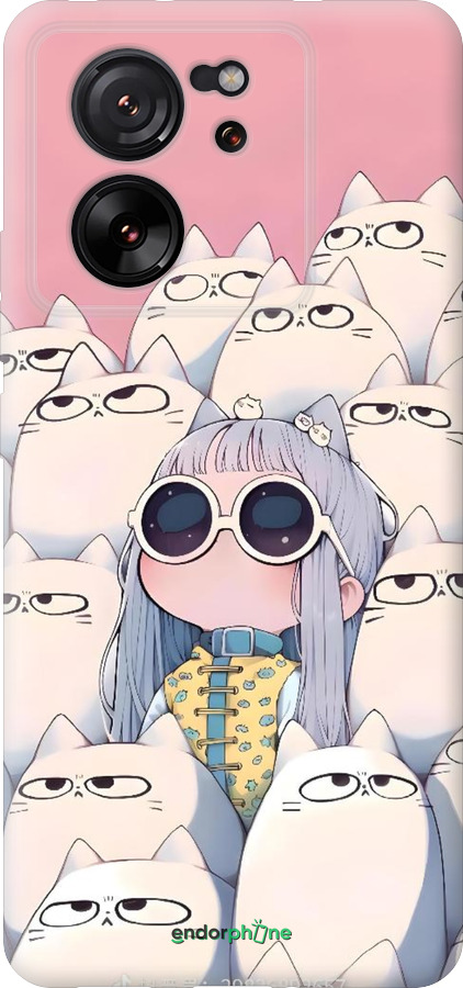 Силиконовый чехол Малышка с котами для Xiaomi 13T - 6295u-4142 изображение 
