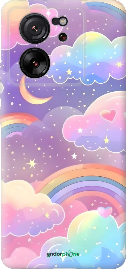 Силиконовый чехол Облака и радуга для Xiaomi 13T - 6312u-4142 изображение 