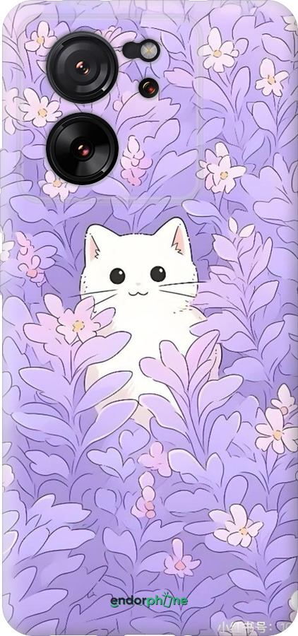 Силиконовый чехол Котик в цветах для Xiaomi Redmi K60 Ultra - 6390u-4143 изображение 
