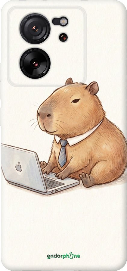 Силиконовый чехол Funny Capybara CEO Working для Xiaomi 13T PRO - 6777u-3810 изображение 