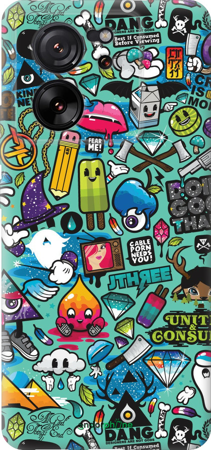 Силиконовый чехол Стикер бомбинг 1 для Xiaomi 13T PRO - 693u-3810 изображение 