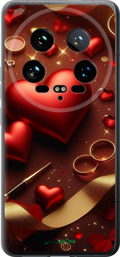 Силиконовый чехол Сердечки v3 для Xiaomi 14 Ultra - 5833u-3647 изображение 