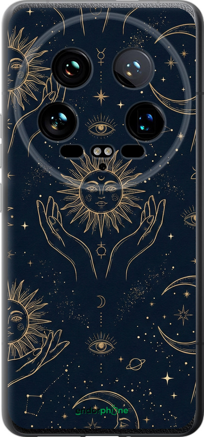 Силиконовый чехол Celestial Harmony: Sun & Moon Gold Mystic Pattern для Xiaomi 14 Ultra - 6778u-3647 изображение 