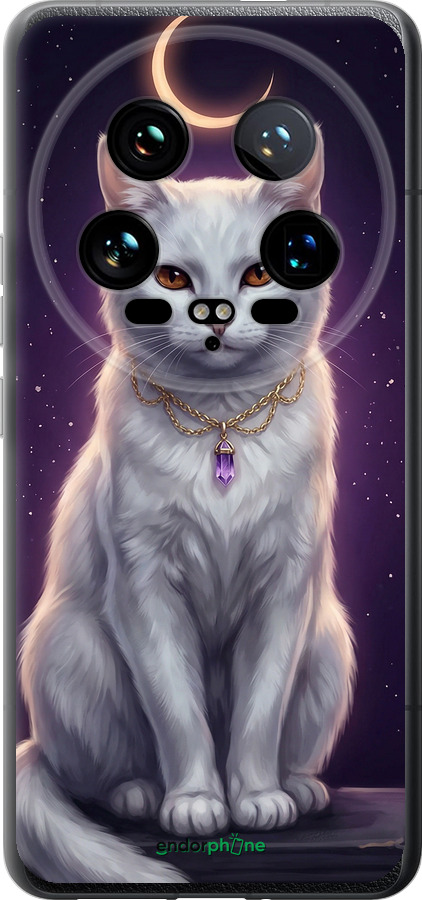 Силиконовый чехол Mystic White Cat Gothic Dark Purple Gold для Xiaomi 14 Ultra - 6805u-3647 изображение 