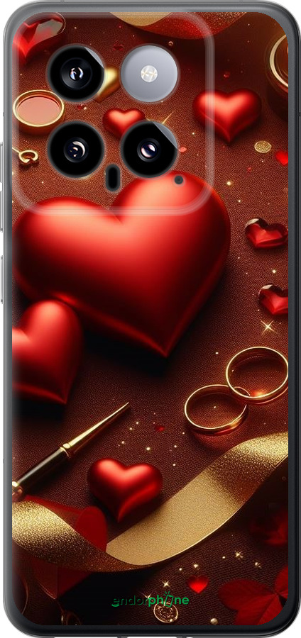 Силиконовый чехол Сердечки v3 для Xiaomi 14 - 5833u-3408 изображение 