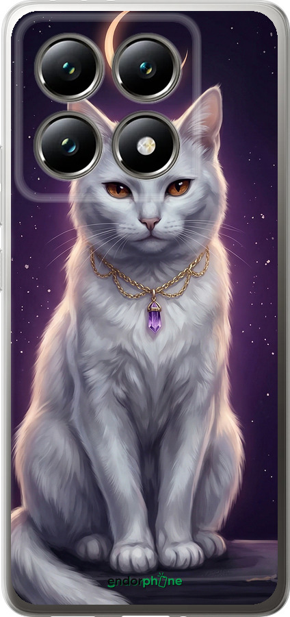 Силиконовый чехол Mystic White Cat Gothic Dark Purple Gold для Xiaomi 14T 5G - 6805u-3773 изображение 