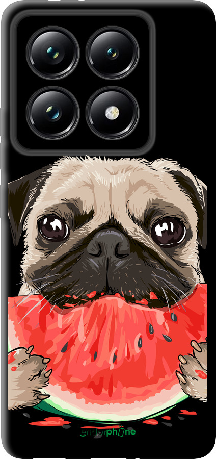 TPU чехол Мопс и арбуз для Xiaomi 14T Pro - 4665b-3806 изображение 