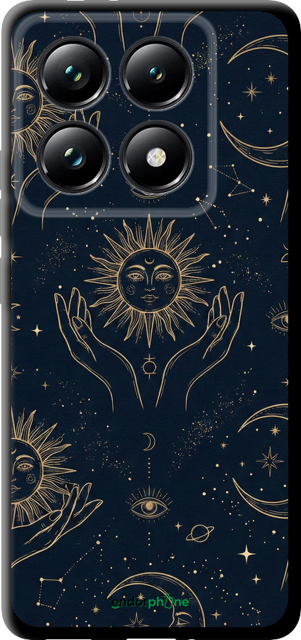 TPU чехол Celestial Harmony: Sun & Moon Gold Mystic Pattern для Xiaomi 14T Pro - 6778b-3806 изображение 