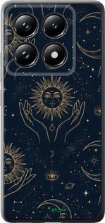 Силиконовый чехол Celestial Harmony: Sun & Moon Gold Mystic Pattern для Xiaomi 14T Pro - 6778u-3806 изображение 