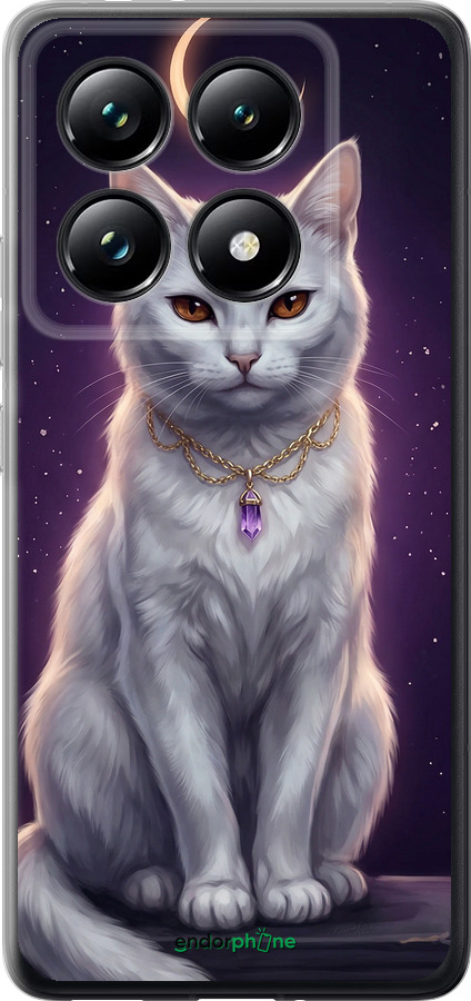 Силиконовый чехол Mystic White Cat Gothic Dark Purple Gold для Xiaomi 14T Pro - 6805u-3806 изображение 