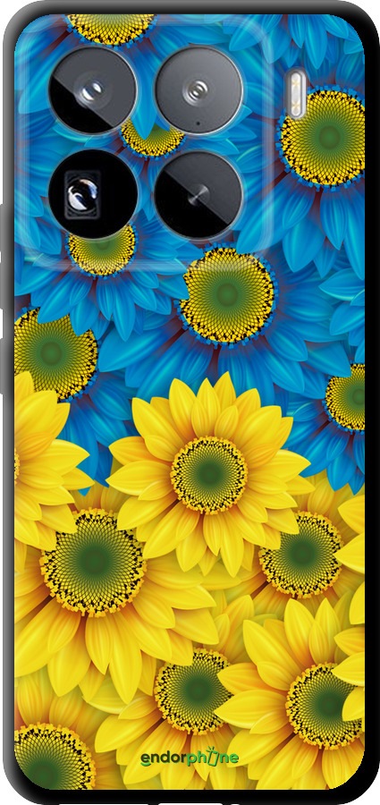 TPU чехол Жёлто-голубые цветы для Xiaomi 15 Pro - 1048b-3879 изображение 