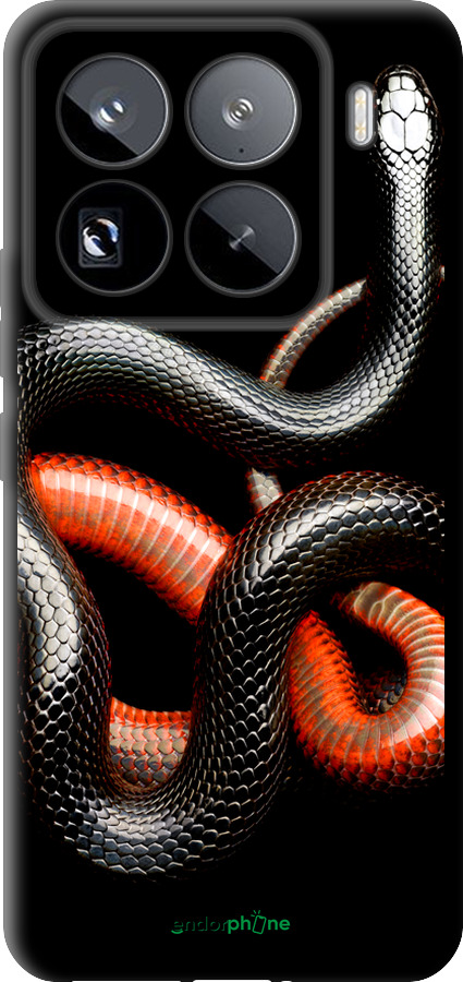 TPU чехол Красно-черная змея на черном фоне для Xiaomi 15 Pro - 4063b-3879 изображение 