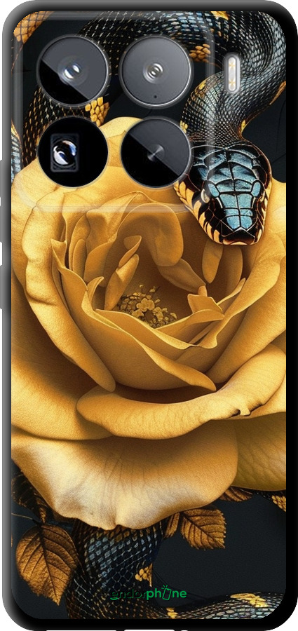 TPU чехол Black snake and golden rose для Xiaomi 15 Pro - 6068b-3879 изображение 