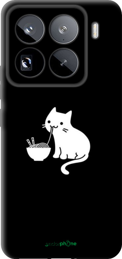 TPU чехол С милым котом на черном фоне для Xiaomi 15 Pro - 6528b-3879 изображение 