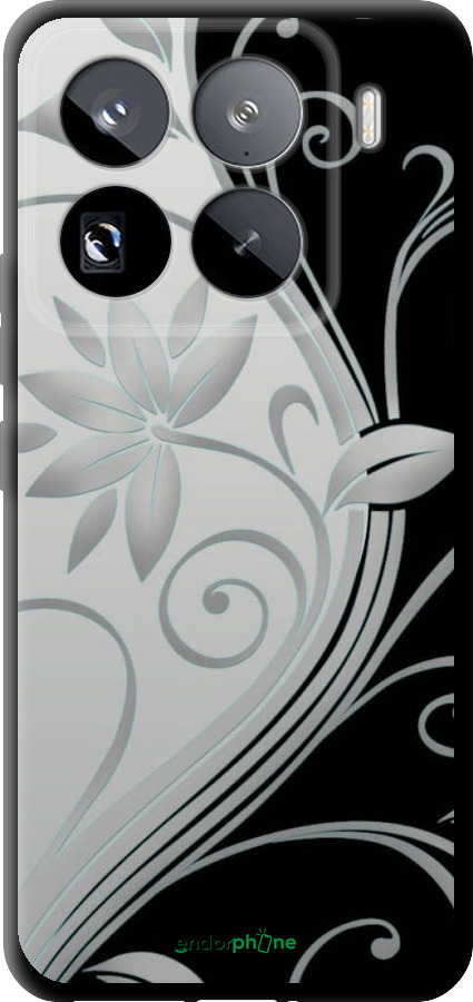 TPU чехол Цветы на чёрно-белом фоне для Xiaomi 15 Pro - 840b-3879 изображение 