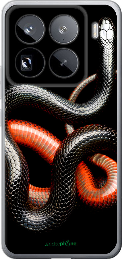 Силиконовый чехол Красно-черная змея на черном фоне для Xiaomi 15 Pro - 4063u-3879 изображение 