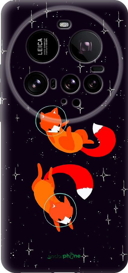 Силиконовый чехол Лисички в космосе для Xiaomi 15 Ultra - 4519u-3967 изображение 