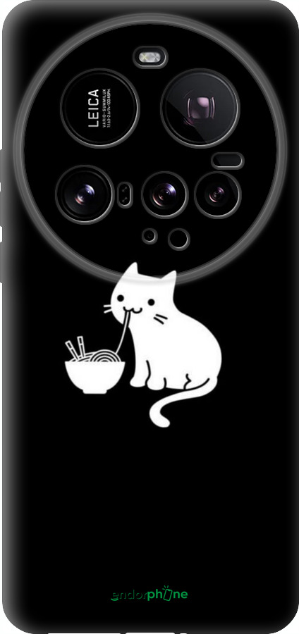 Силиконовый чехол С милым котом на черном фоне для Xiaomi 15 Ultra - 6528u-3967 изображение 