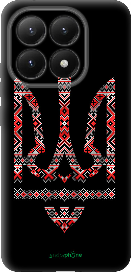 Силиконовый чехол Герб - вышиванка на черном фоне для Xiaomi 15T 5G - 1196u-4100 изображение 