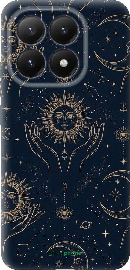 Силиконовый чехол Celestial Harmony: Sun & Moon Gold Mystic Pattern для Xiaomi 15T 5G - 6778u-4100 изображение 