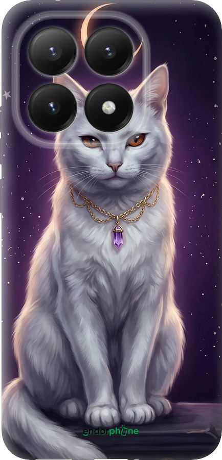 Силиконовый чехол Mystic White Cat Gothic Dark Purple Gold для Xiaomi 15T 5G - 6805u-4100 изображение 
