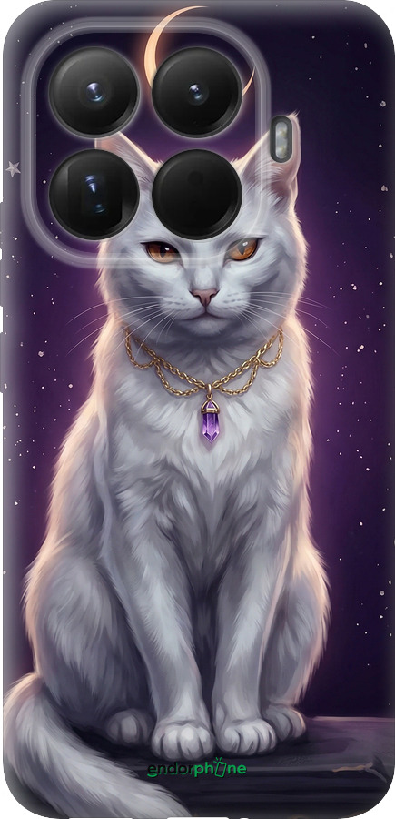 Силиконовый чехол Mystic White Cat Gothic Dark Purple Gold для Xiaomi 15T Pro 5G - 6805u-4097 изображение 