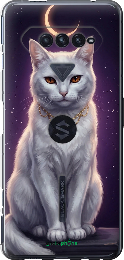 Силиконовый чехол Mystic White Cat Gothic Dark Purple Gold для Xiaomi Black Shark 4 - 6805u-2531 изображение 