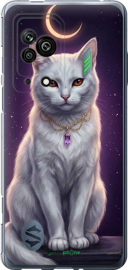 Силіконовий чехол Mystic White Cat Gothic Dark Purple Gold для Xiaomi Black Shark 5 - 6805u-2678 изображение 