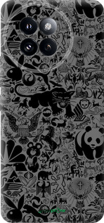 Силіконовий чехол Чорно-сірий стікер бомбінг для Xiaomi Civi 4 Pro - 2432u-3682 изображение 