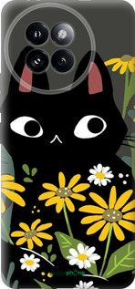 Силиконовый чехол Черный кот с цветами для Xiaomi Civi 4 Pro - 6448u-3682 изображение 