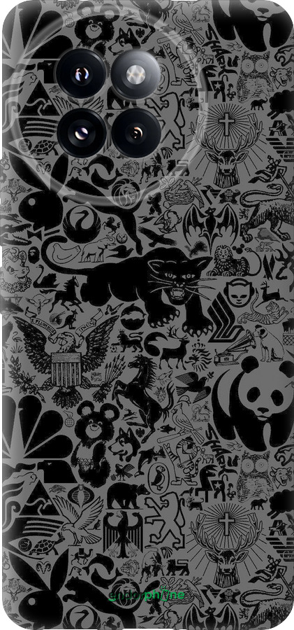 Силіконовий чехол Чорно-сірий стікер бомбінг для Xiaomi Civi 4 Pro - 2432u-3682 изображение 