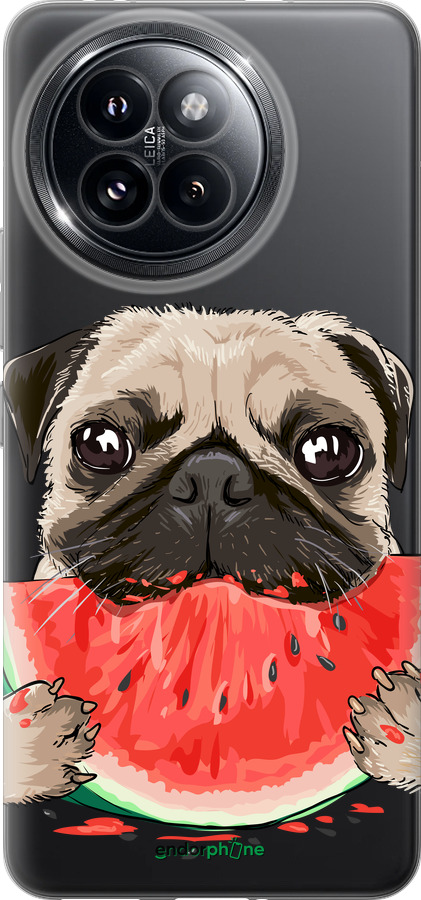 Силиконовый чехол Мопс и арбуз для Xiaomi Civi 4 Pro - 4665u-3682 изображение 