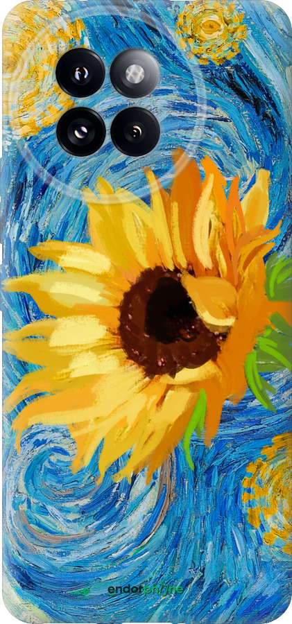 Силиконовый чехол Цветы желто-голубые для Xiaomi Civi 4 Pro - 5308u-3682 изображение 