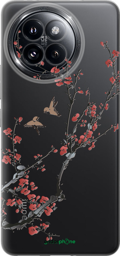 Силиконовый чехол Сакура v2 для Xiaomi Civi 4 Pro - 5538u-3682 изображение 