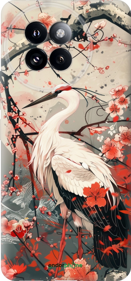 Силиконовый чехол Аист в цвету сакуры для Xiaomi Civi 4 Pro - 6109u-3682 изображение 