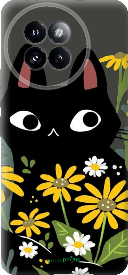 Силиконовый чехол Черный кот с цветами для Xiaomi Civi 4 Pro - 6448u-3682 изображение 
