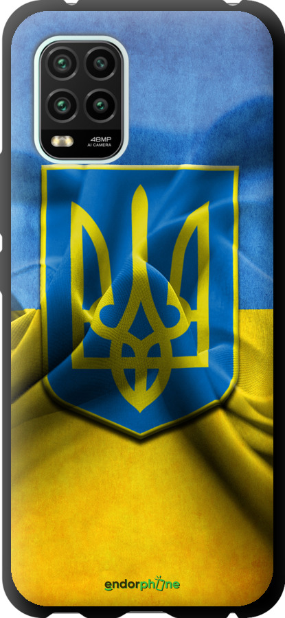 

TPU чорний чохол "Прапор та герб України" для Xiaomi Mi 10 Lite, Блакитний